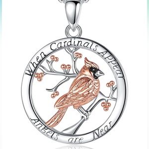 14k Memorial When Cardinals Appear Angels are Near Necklace